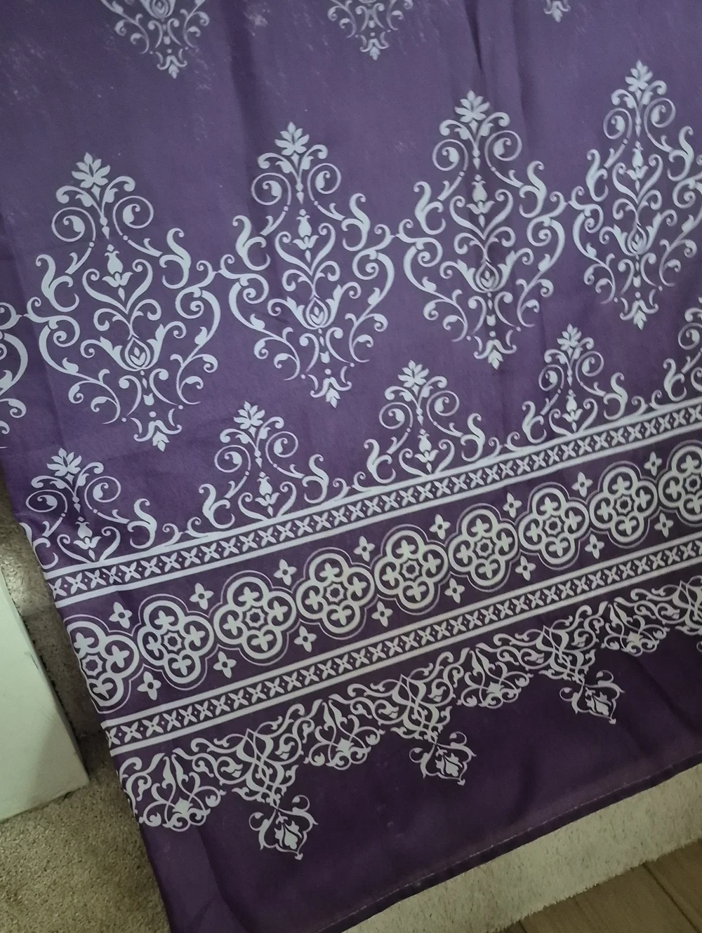 Purple Damask Printed Fabric Shoer Curtain